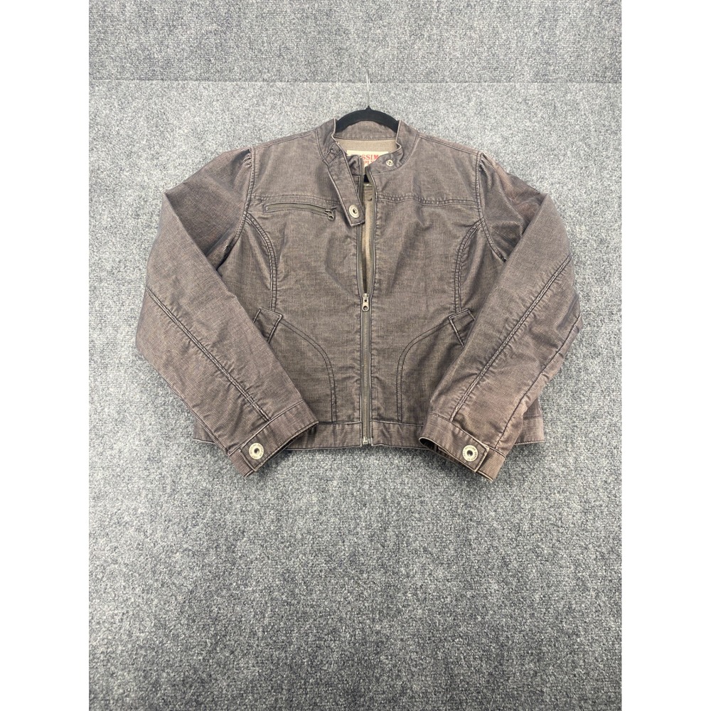 Mossimo Supply Co Corduroy Moto Jacket Womens XL Brown Full Zip Casual Fall Coat